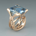 Bague Vintage en Or Rose avec Zirconium Bleu