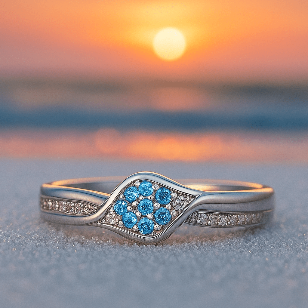Ditte | Bague en argent bleu