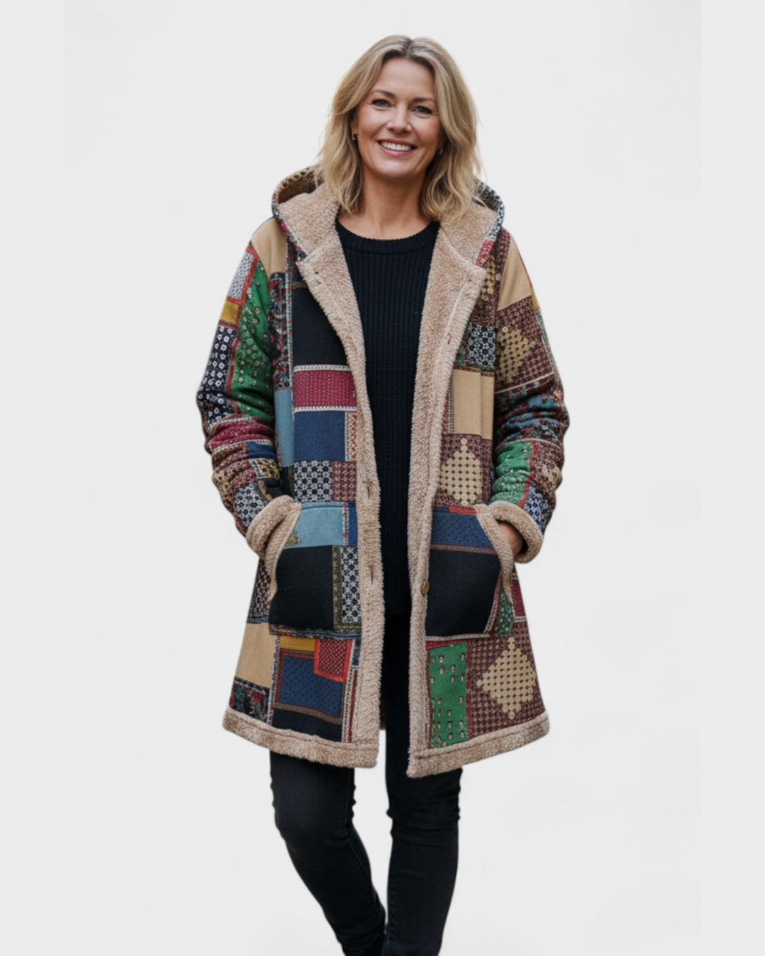 Automne | Veste Patchwork Terre avec Capuche Confortable