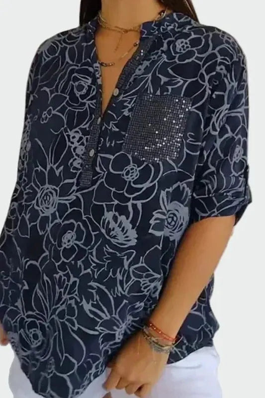 Johanne | Blouse florale bleue