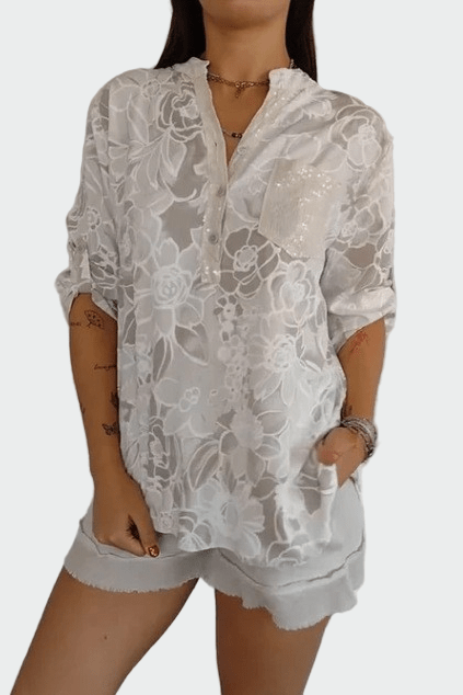 Johanne | Blouse florale bleue