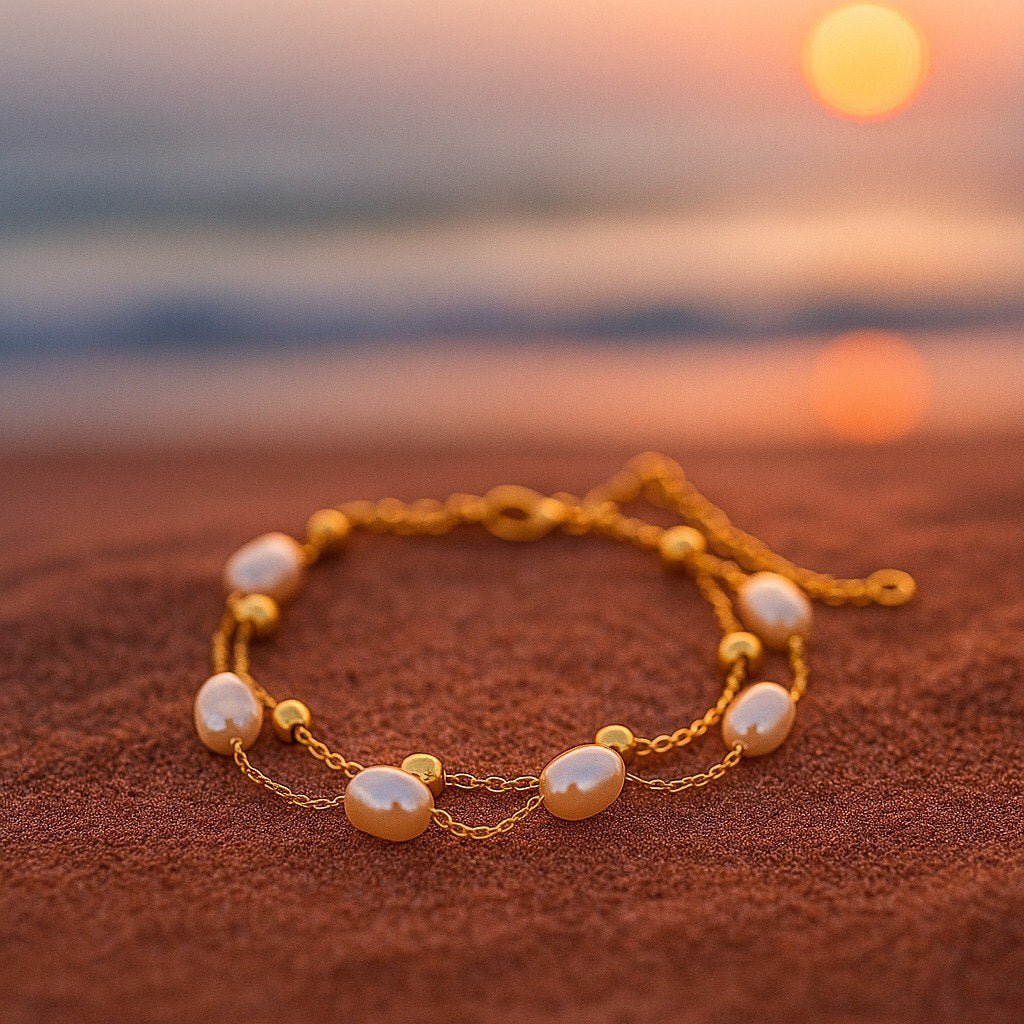Julie | Bracelet en perles dorées