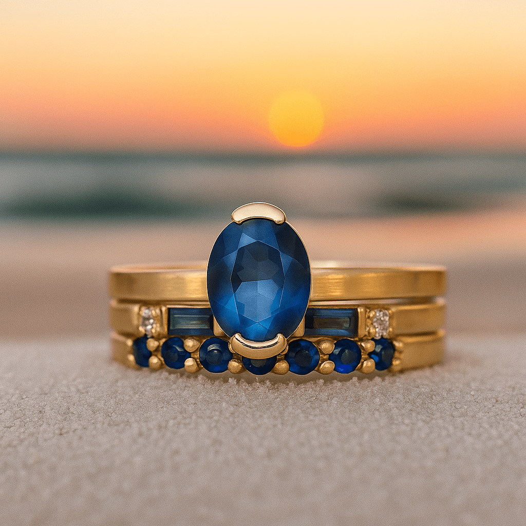 Katrine | Bague en pierre bleue