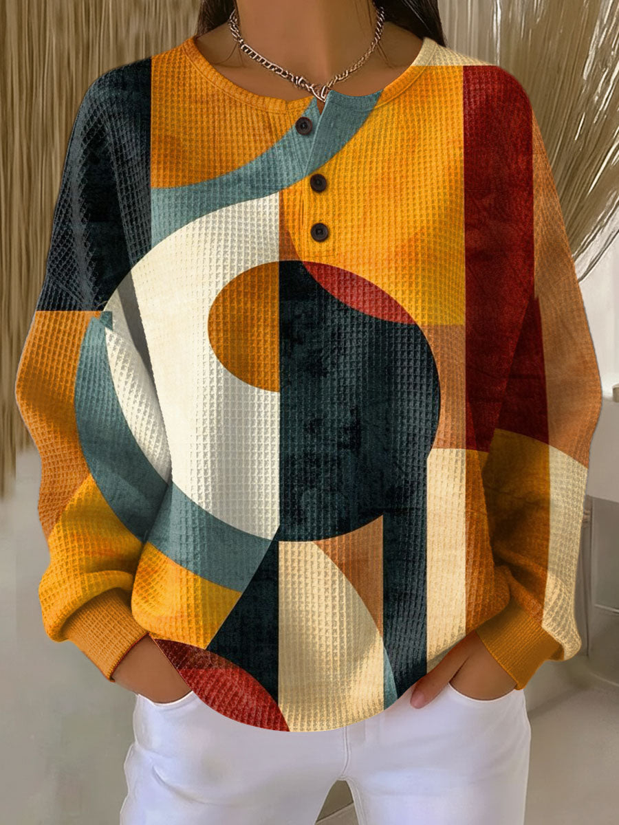 Lærke™ - Pull en maille gaufrée avec motif géométrique