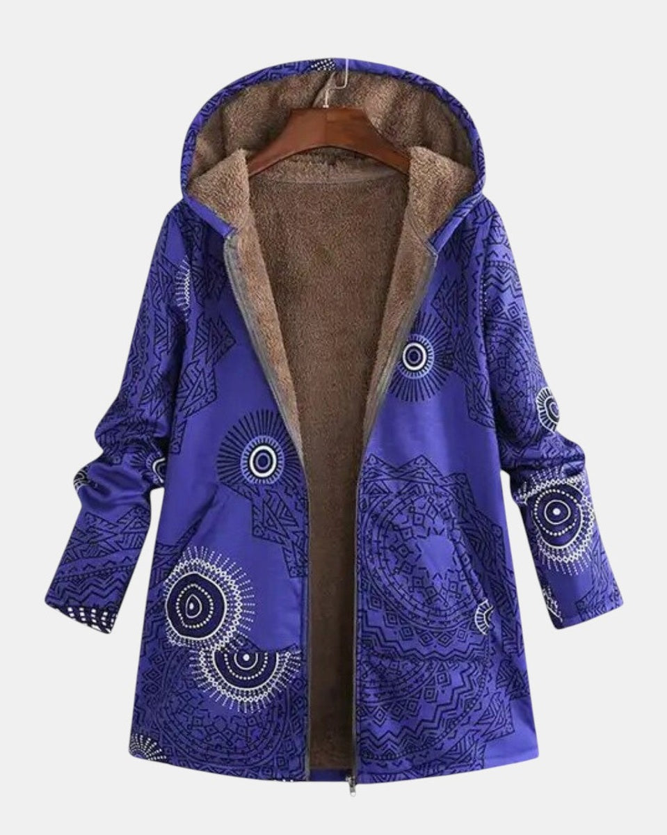 Luna | Sweat à Capuche en Fleece Mandala Bleu Minuit
