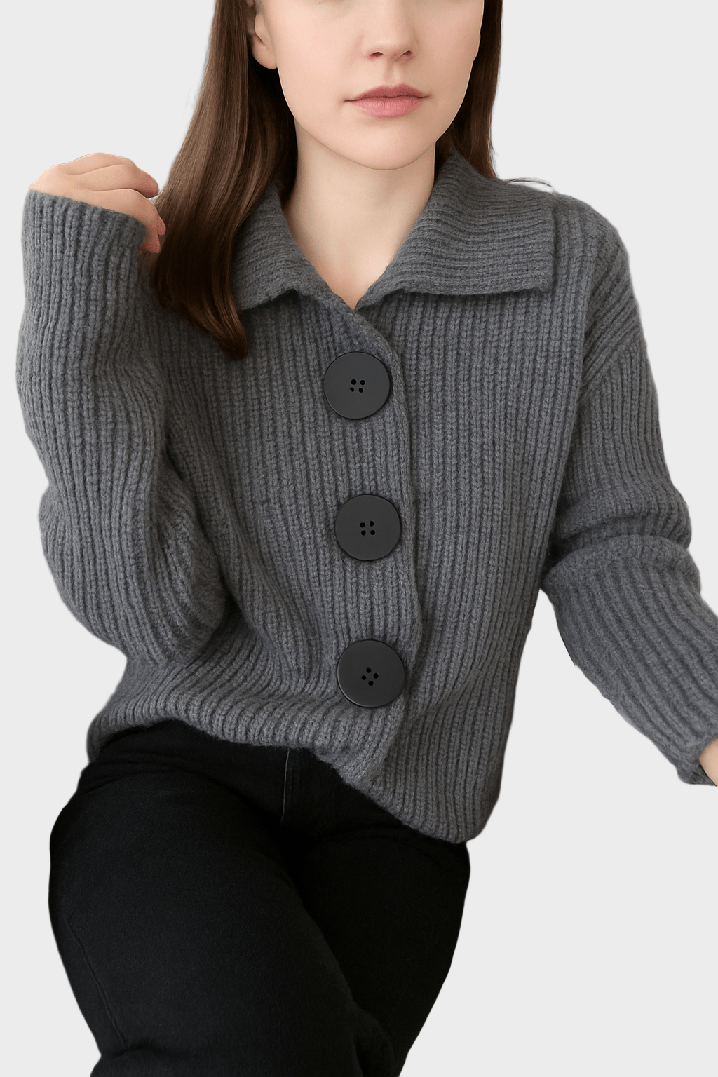 Malene | cardigan gris charbon