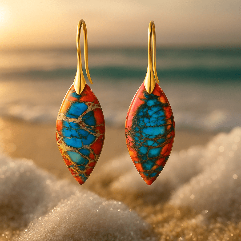 Mille | Boucles d'oreilles rouge turquoise