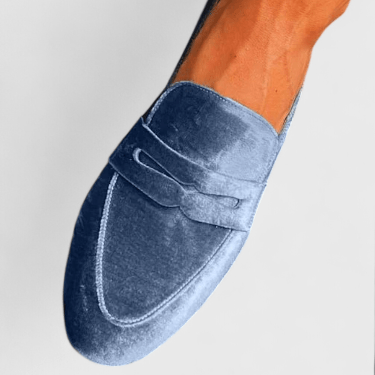 Olivia | Mocassins en velours bleu