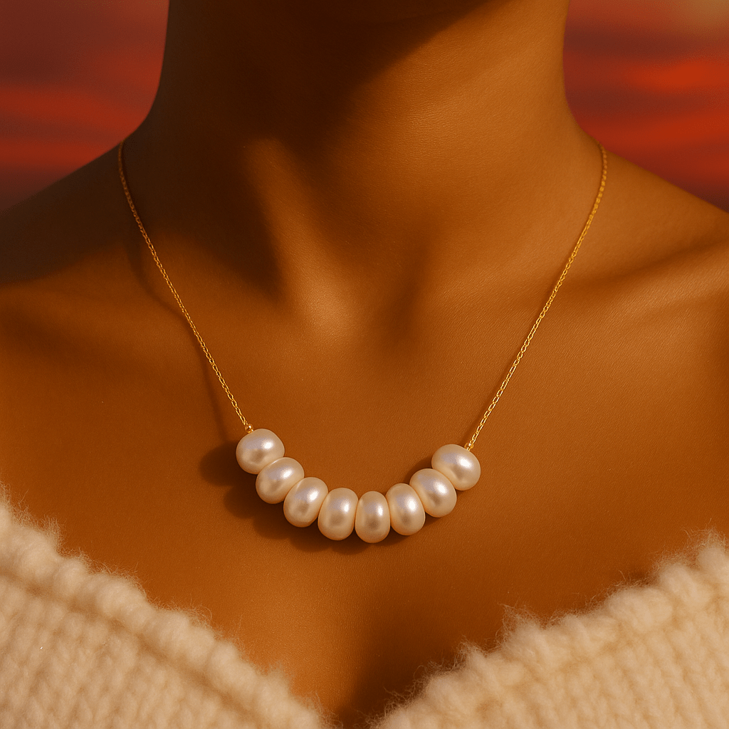 Olivia | Collier de Perles avec Bord Doré