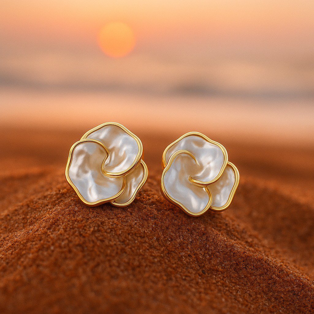 Rosa | Boucles d'oreilles avec perles d'or