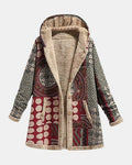 Scarlet | Manteau Géométrique Bourgogne Sherpa