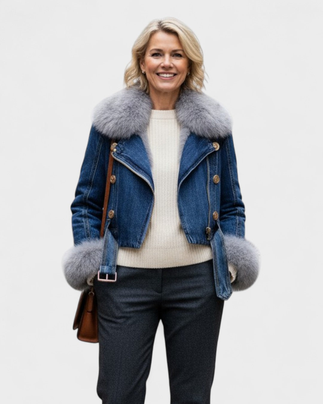 Thyra™ | Veste en Denim avec Doublure en Fourrure Synthétique