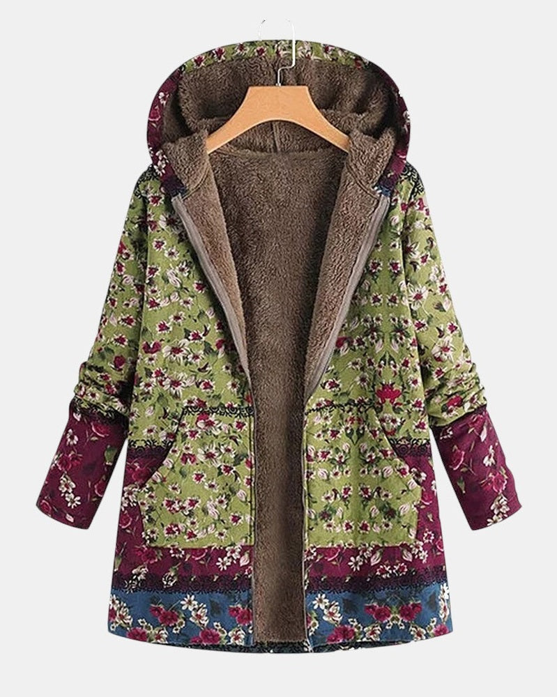 Willow | Veste Cottagecore Fleurs Vert et Marron