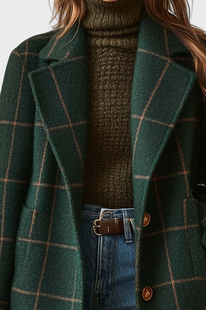 Yrsa™ | Élégant manteau en tweed à motif tartan