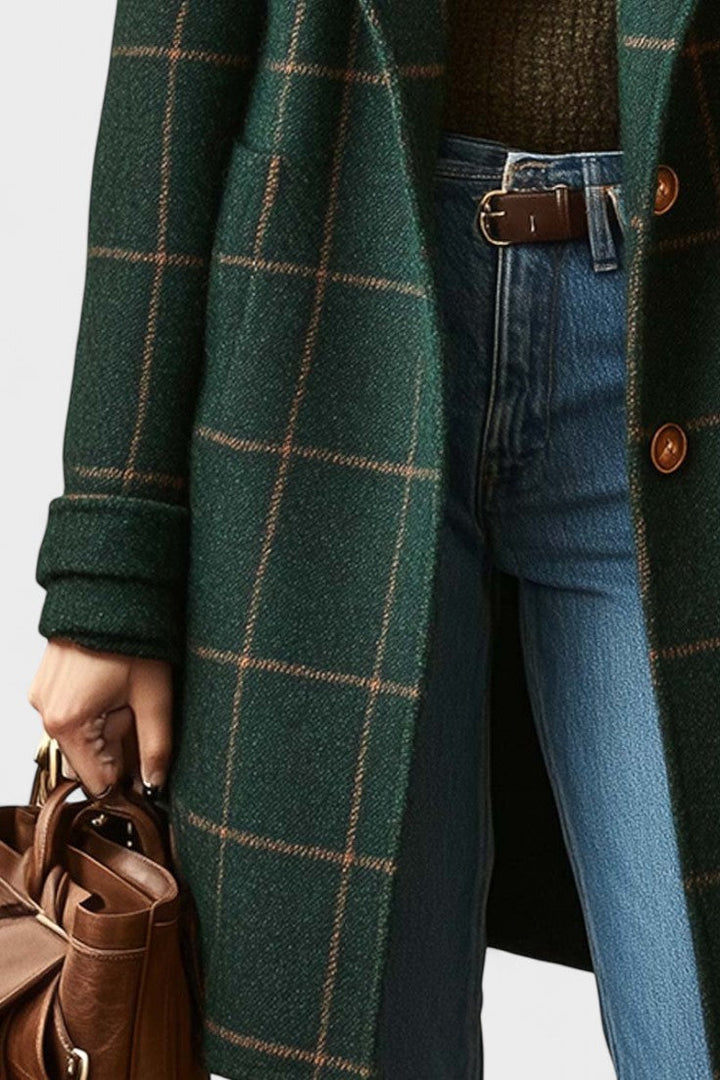 Yrsa™ | Élégant manteau en tweed à motif tartan