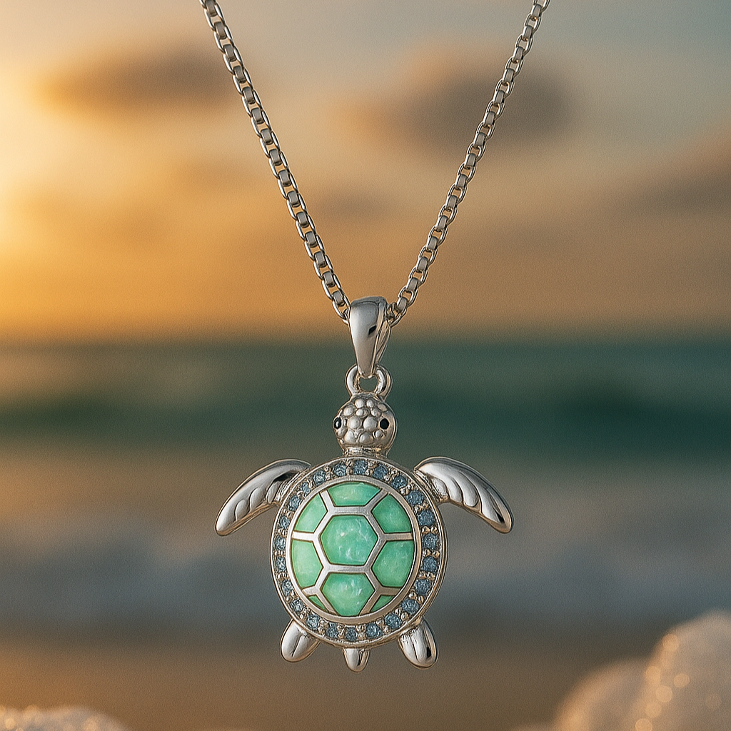 Collier avec Tortue et Opale Turquoise
