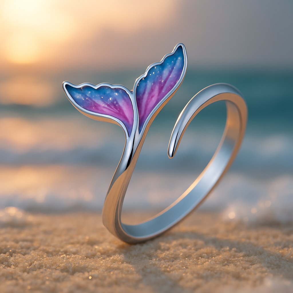 Bague Réglable avec Queue de Dauphin Colorée